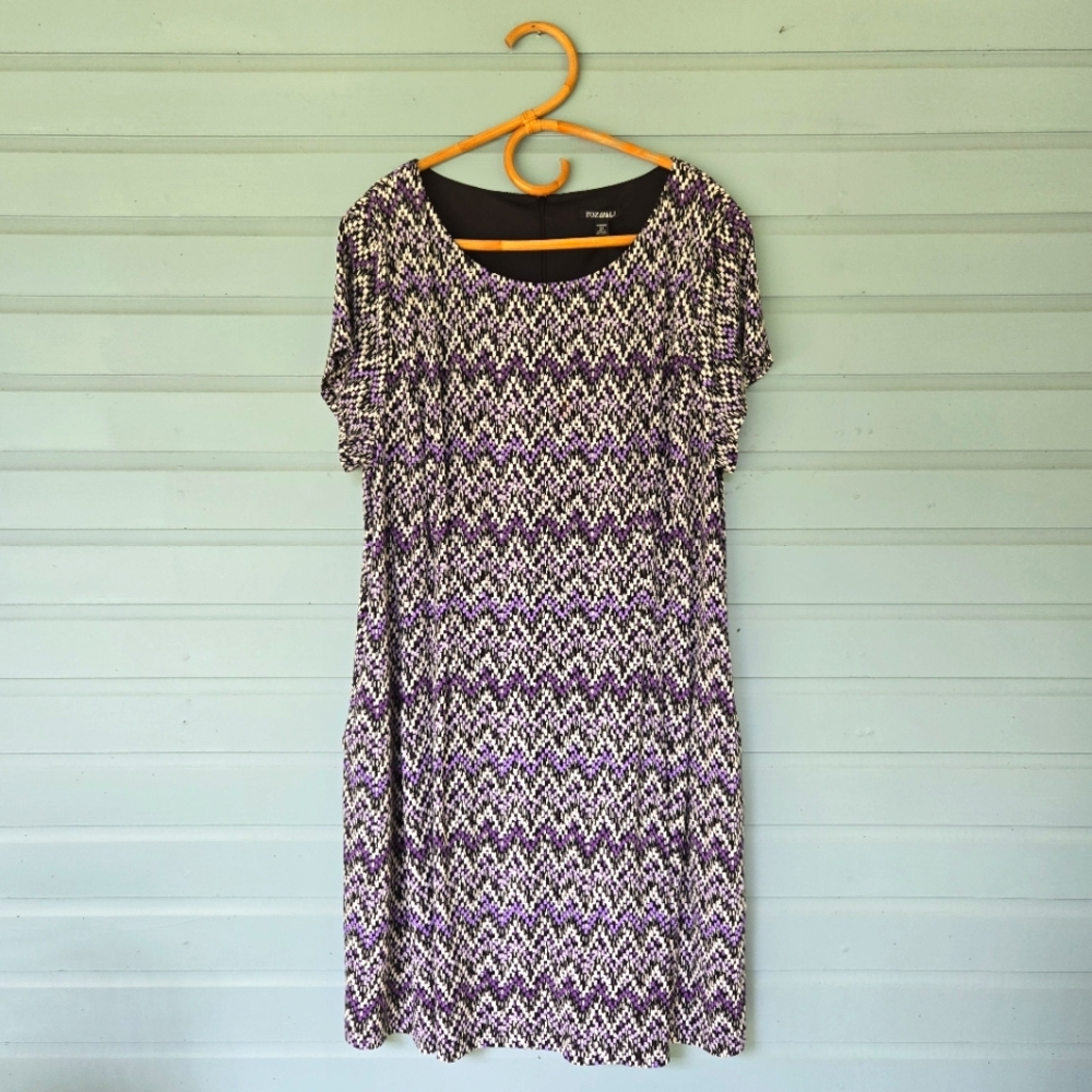 roz & ALI Size 22 Purple And White Zigzag Pattern Dress